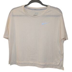 NIKE Women's Size Medium Running Dri-Fit Short Sleeve Cropped T-Shirt Pink $45